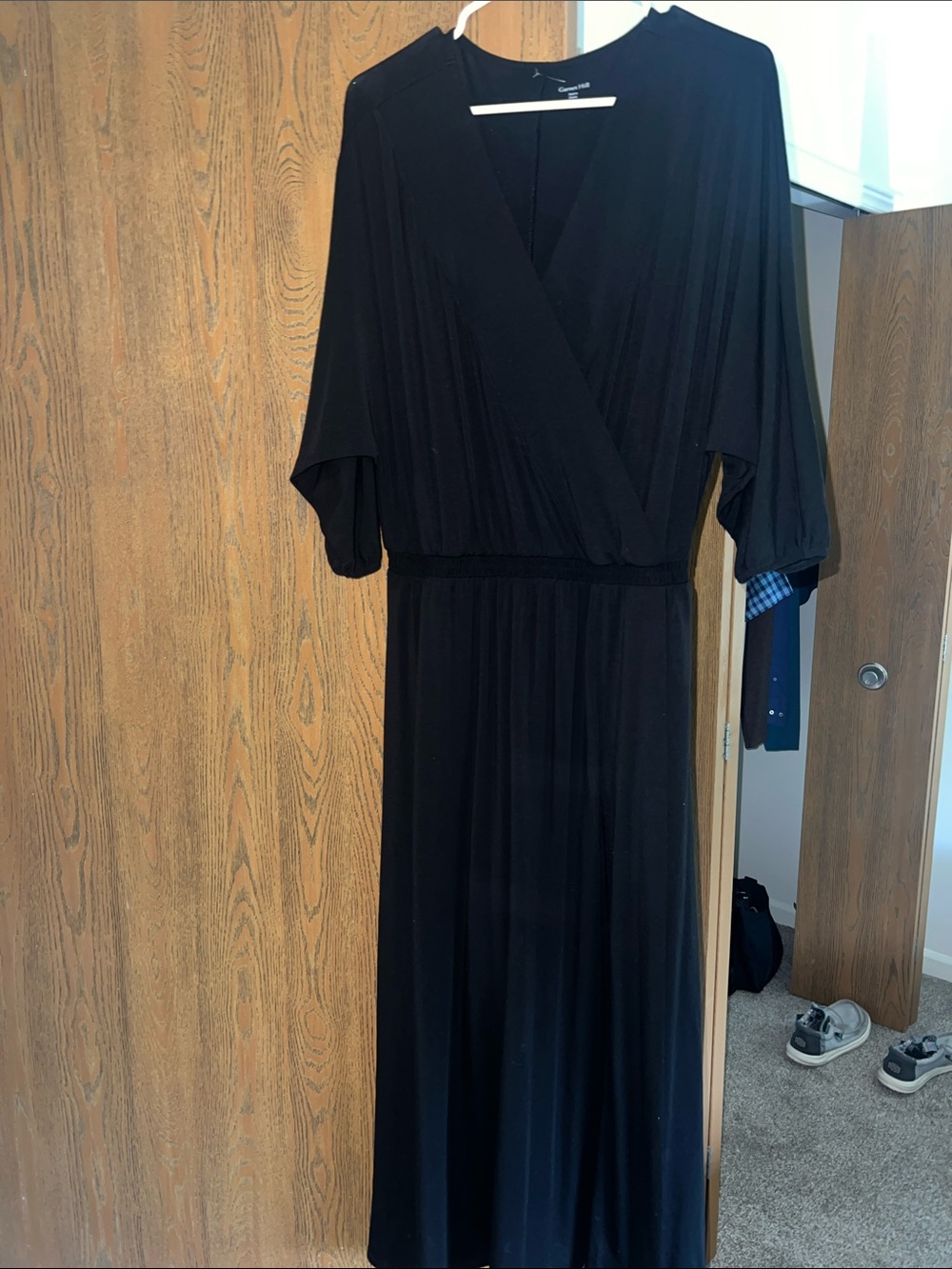 Garnet Hill Black Wrap Maxi Dress